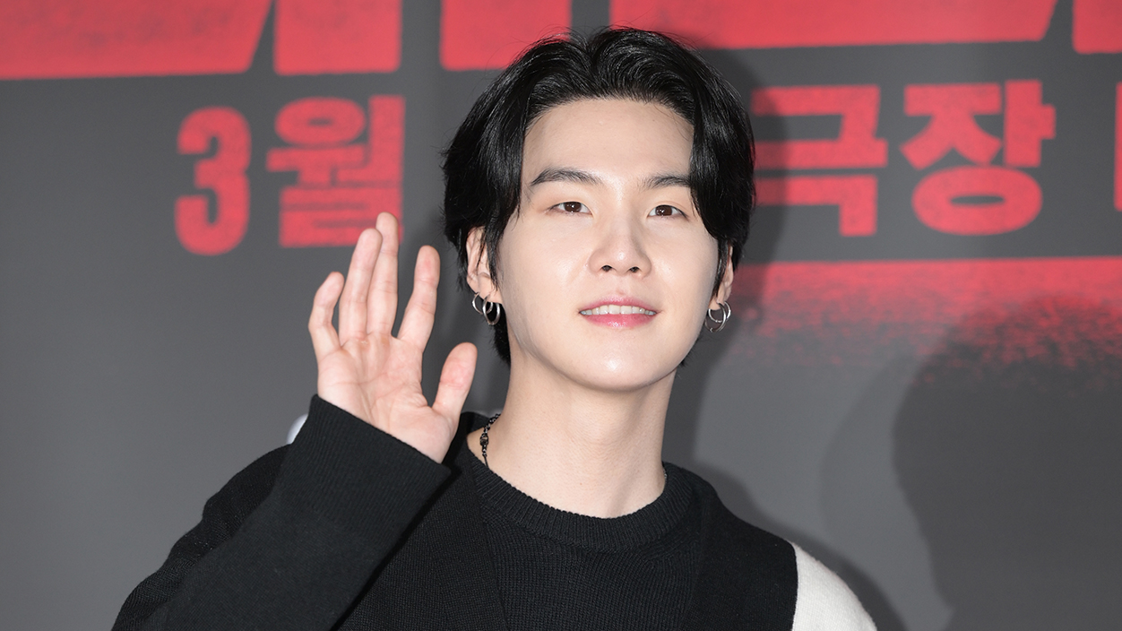 SEOUL, SOUTH KOREA - FEBRUARY 28: Suga of boy group BTS is seen at 'The Devil's Deal' VIP Premiere at coex megabox on February 28, 2023 in Seoul, South Korea. (Photo by The Chosunilbo JNS/Imazins via Getty Images)